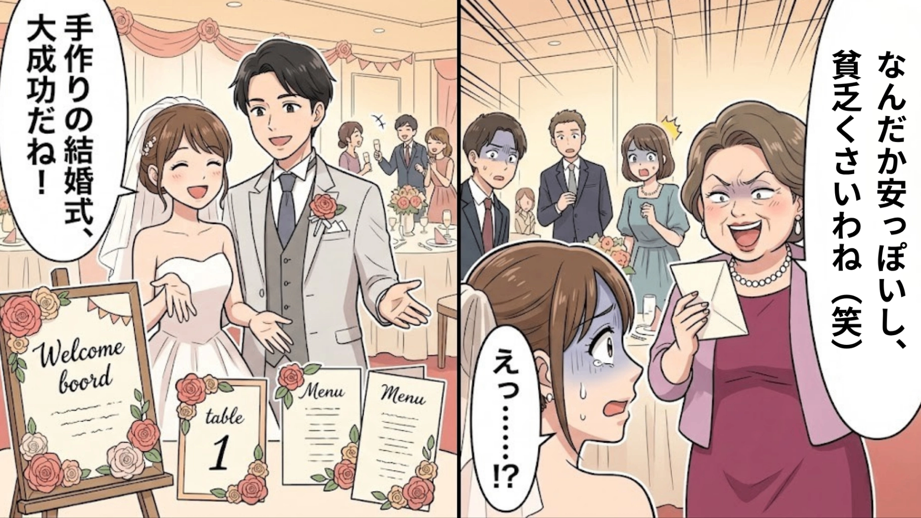 【結婚式】「安っぽくて貧乏くさいわね」心を込めて作った装飾品をバカにしてくる叔母。すると、主人公に【予想外の救世主】が...！？・前編
