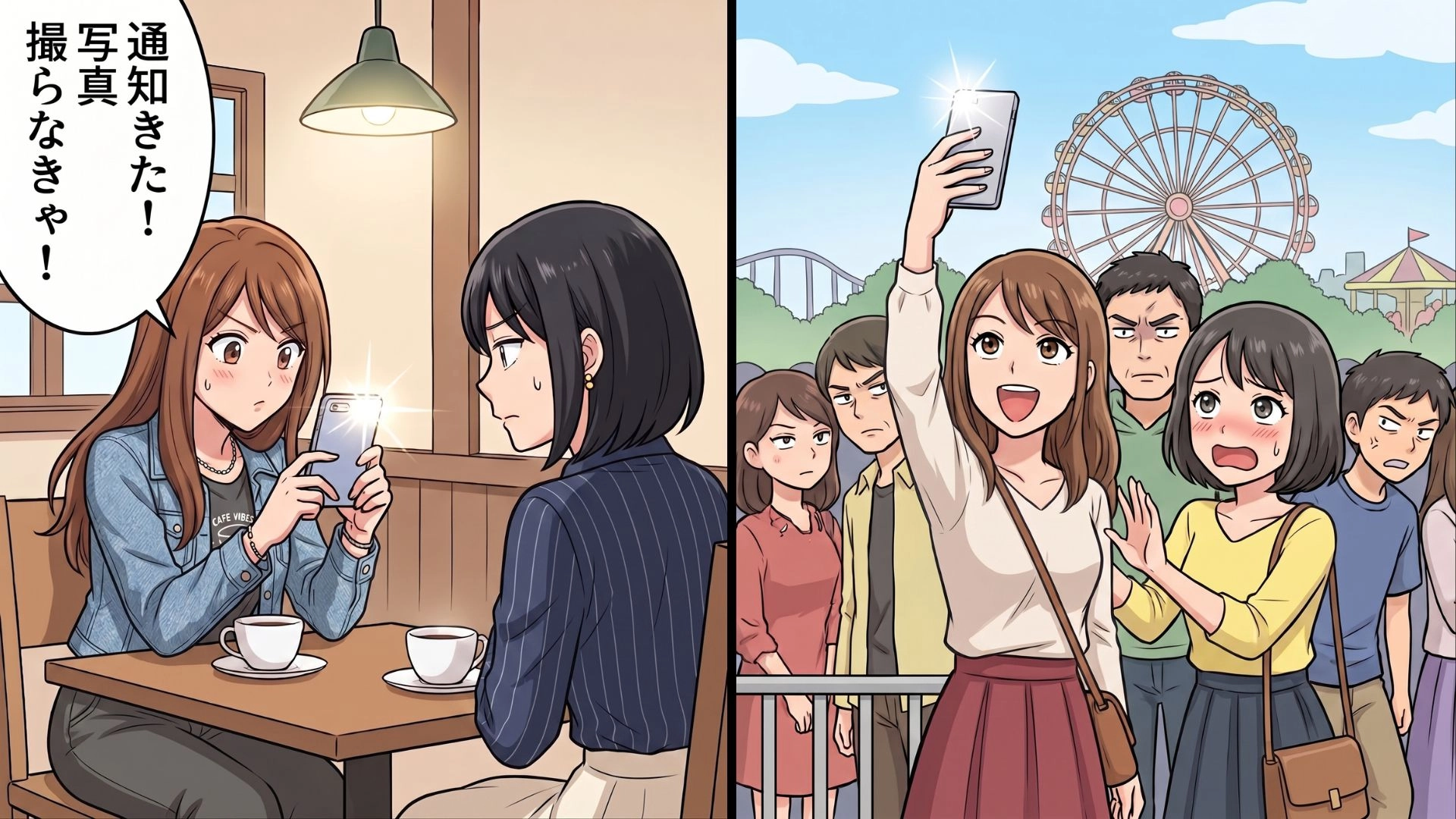 【実体験】流行りの写真アプリに夢中な友人。遊園地へ行くと、【とんでもない大事件】が...!