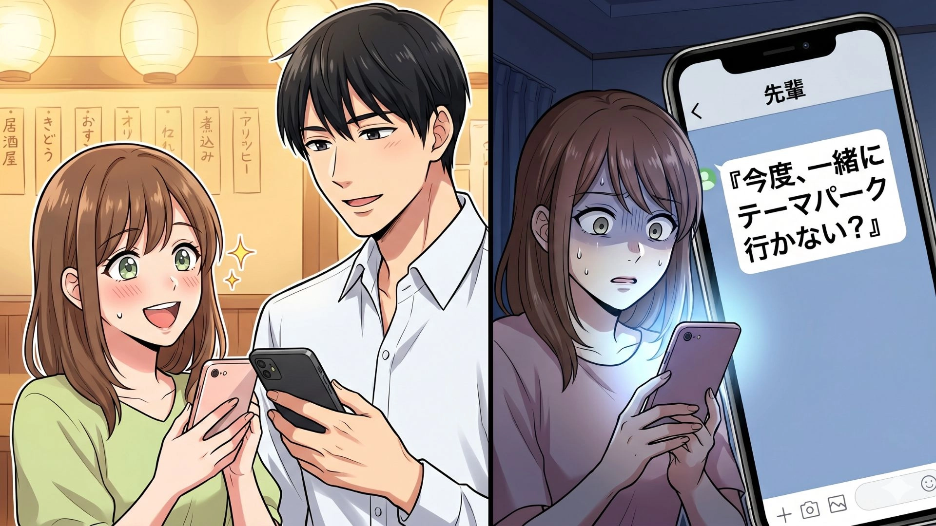 「今度、一緒に〇〇行かない？」“憧れの彼”と連絡先を交換♡ しかし、職場とのギャップに戸惑う【恐怖の行動】にパニック...！ ？・前編