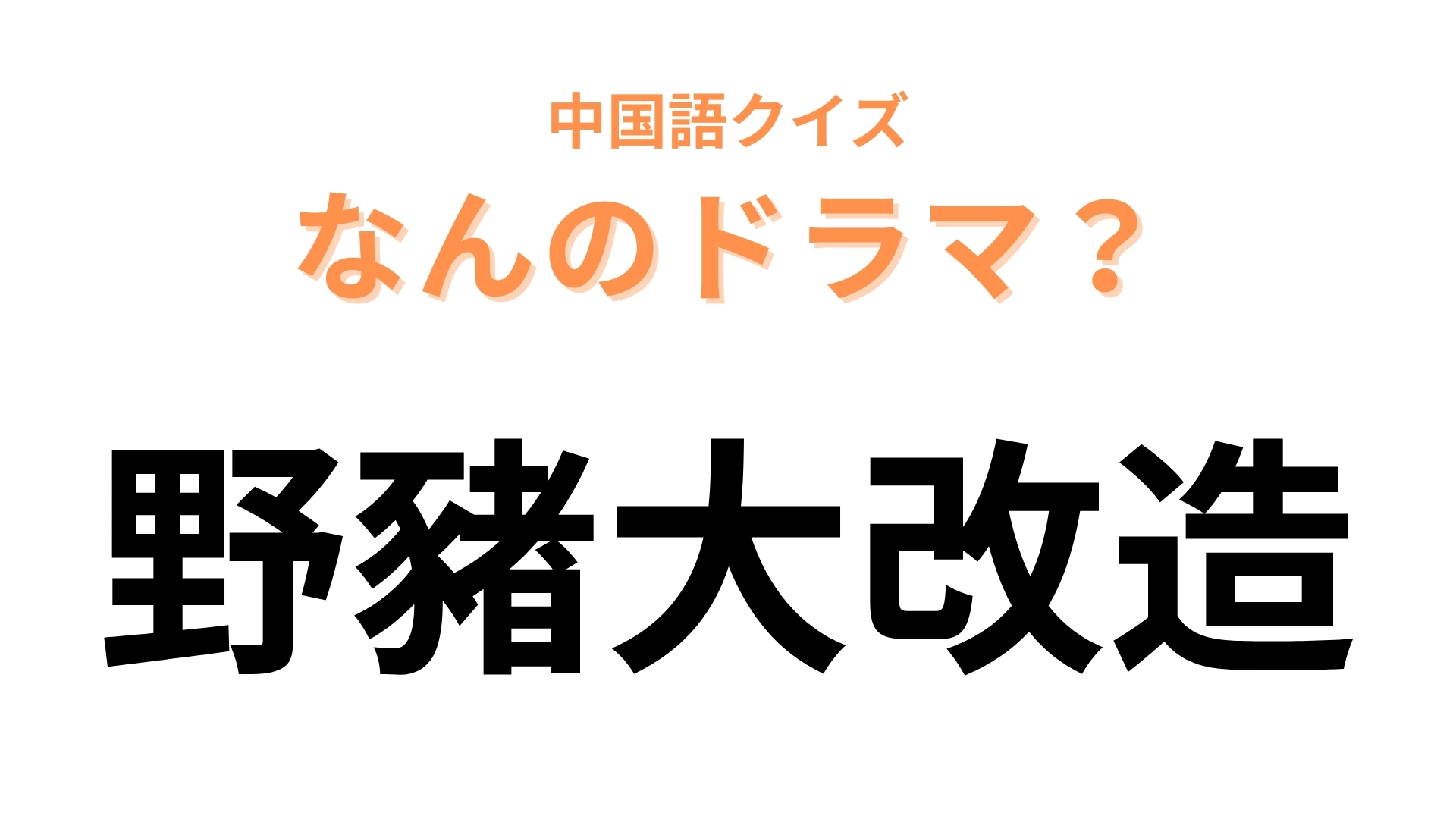 中国語で【野豬大改造】と表す日本のドラマは？「豬」は「いのしし」ではなく「ぶた」という意味！