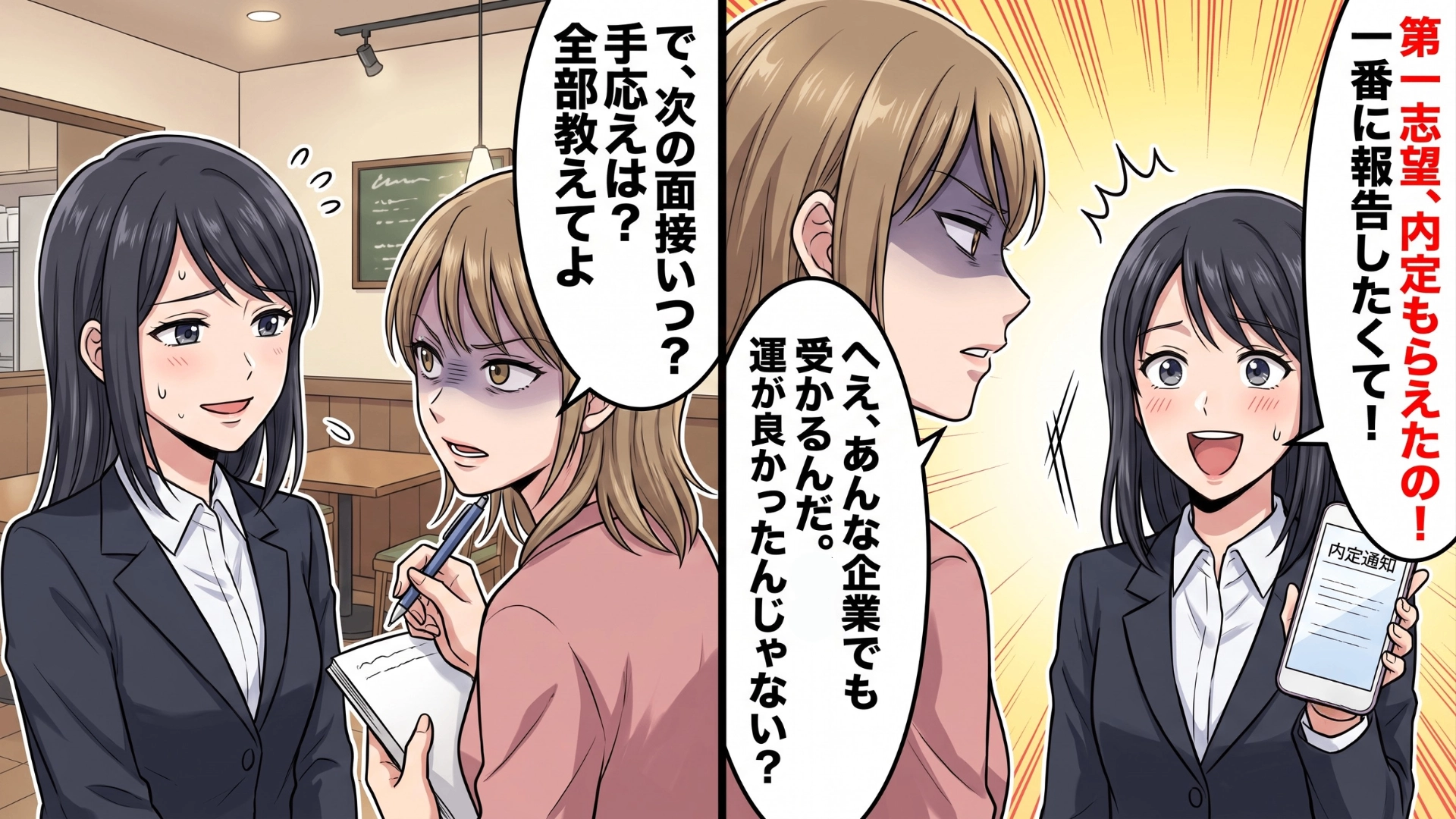 【就活トラブル】「運がよかっただけでしょ」内定を伝えた瞬間、友人が豹変。裏アカに綴られた【衝撃の内容】とは…！？・前編