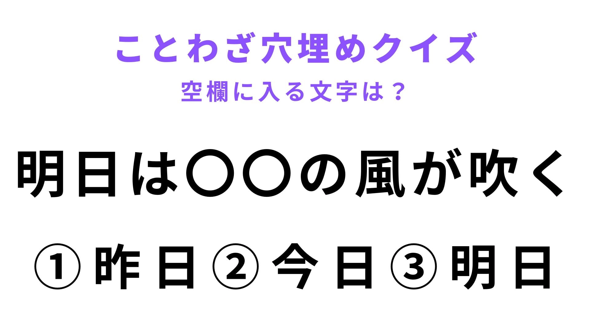 【明日は〇〇の風が吹く】空欄に文字を入れてことわざを完成させて!