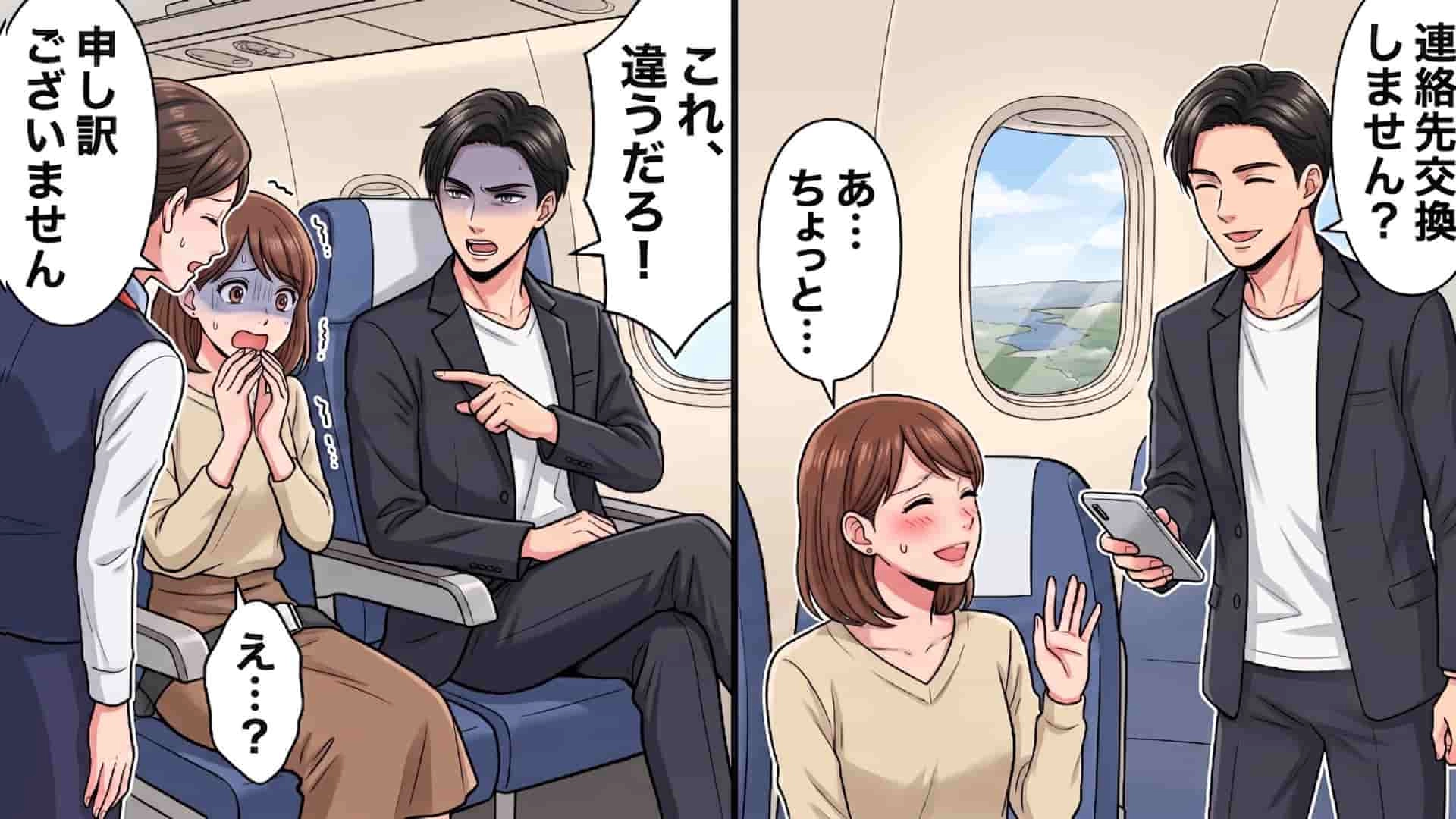 【後編】【出張エピ】機内で隣に座ったのはイケメン男性♡ しかし、客室乗務員に対して【まさかの態度】を！？主人公はドン引きで...！