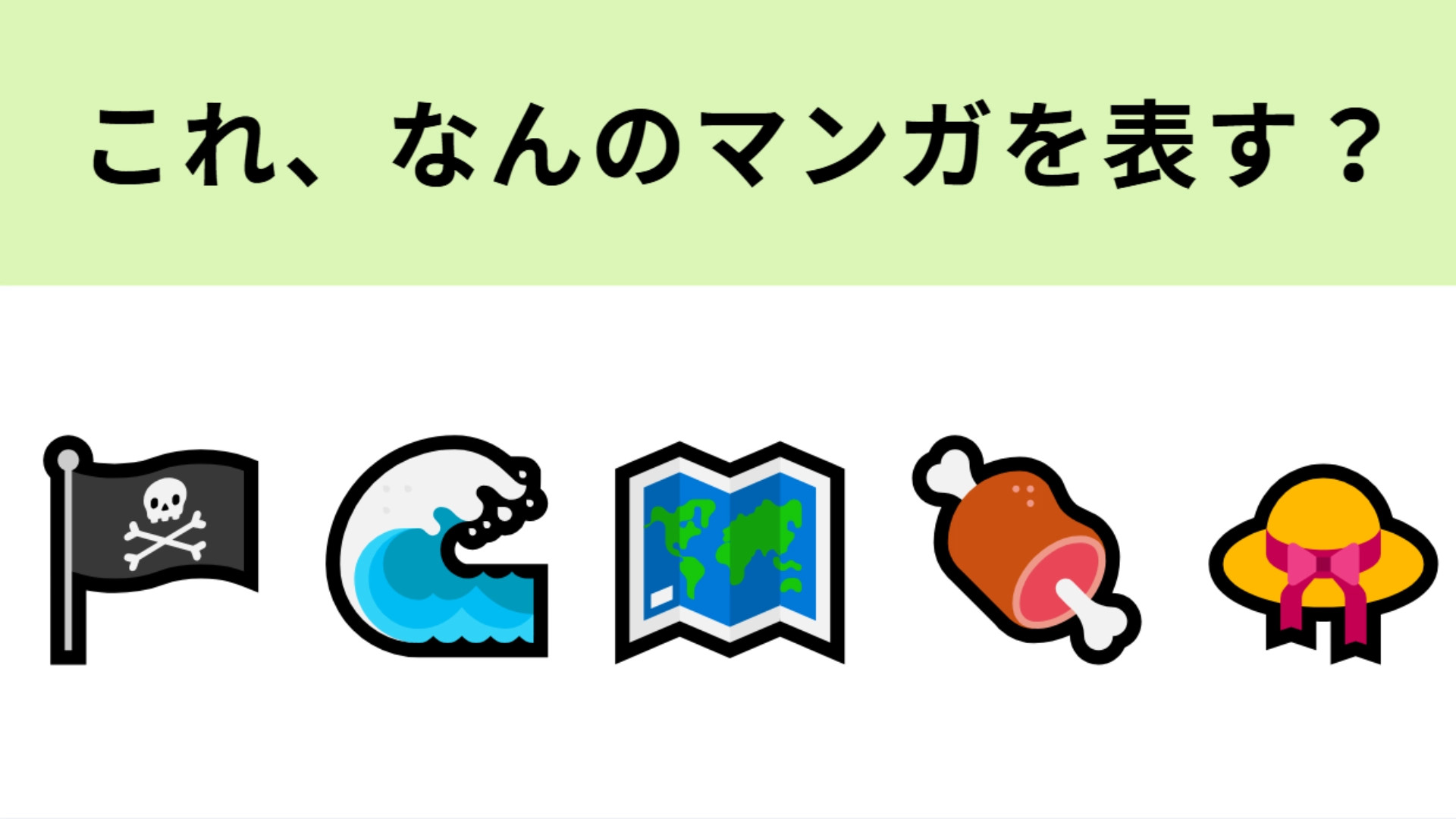 この絵文字が表すマンガは？「肉」と「麦わら帽子」といえば…！