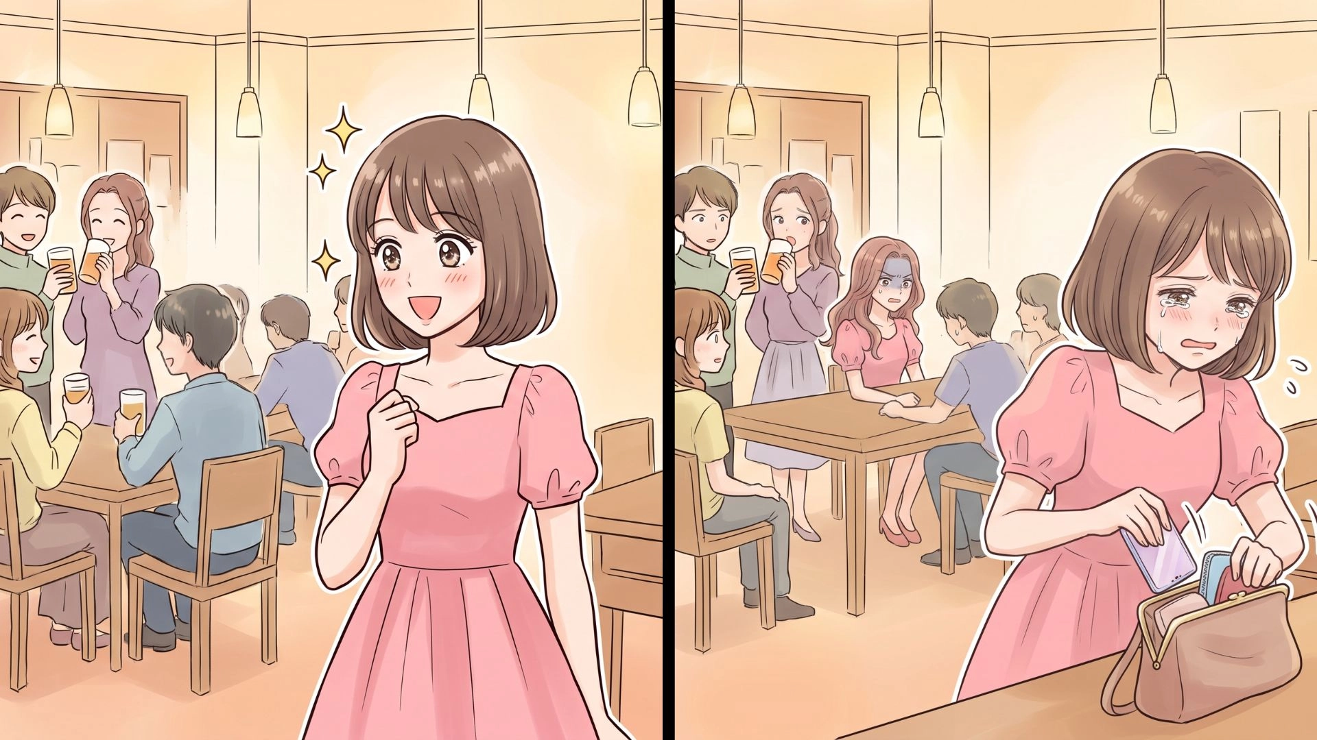 「迷惑だから帰って！」片思い中の先輩も参加する飲み会。気あいを入れて準備をしたのに、友人と【予想外のトラブル】に...！