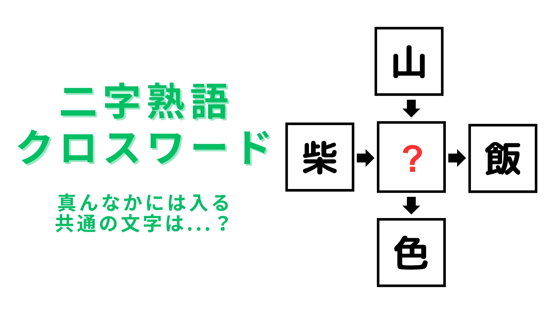 【二字熟語クロスワード】真んなかに入る漢字は？10秒は粘ってみて…！