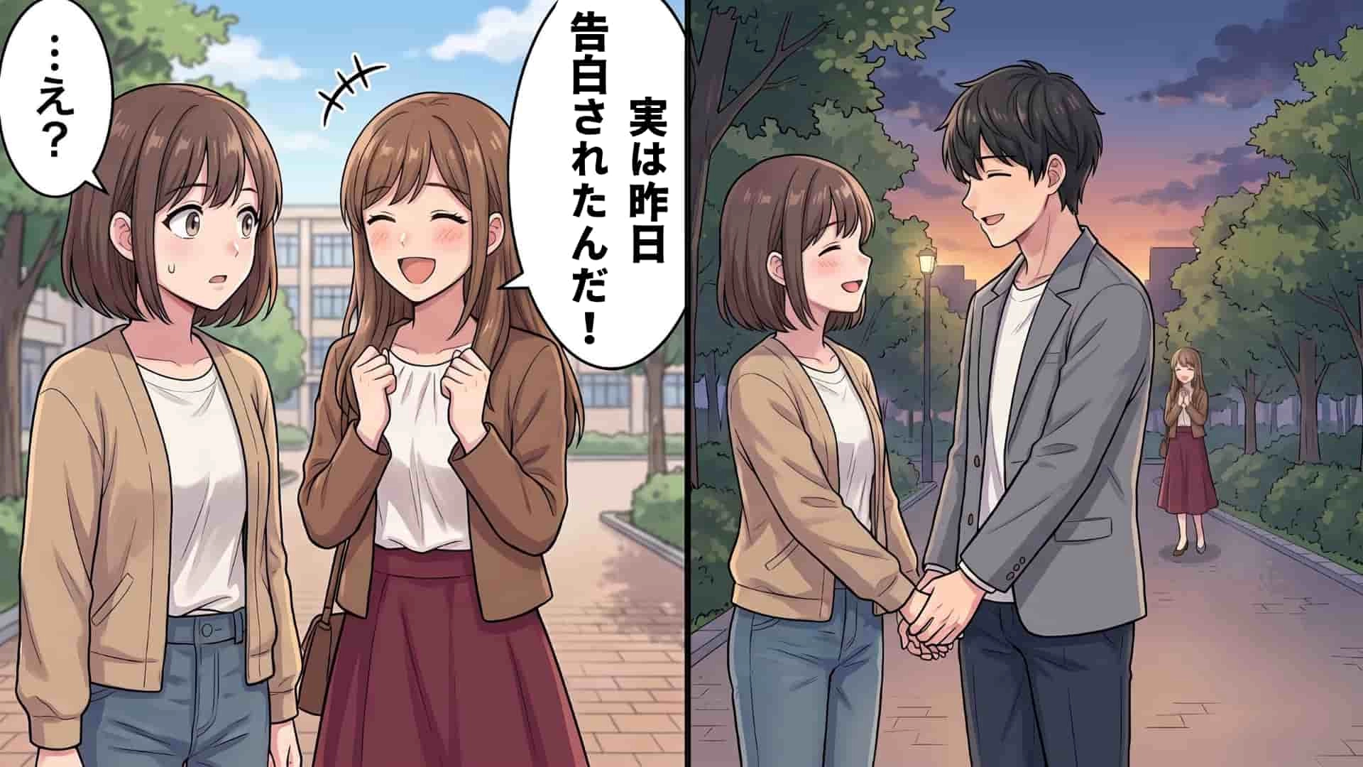 【後編】【衝撃】「実は好きな人いるんだよね」友人から打ち明けられたあと、私の好きな彼と一緒に歩く姿を目撃！？【まさかの展開】に主人公はパニックで...！