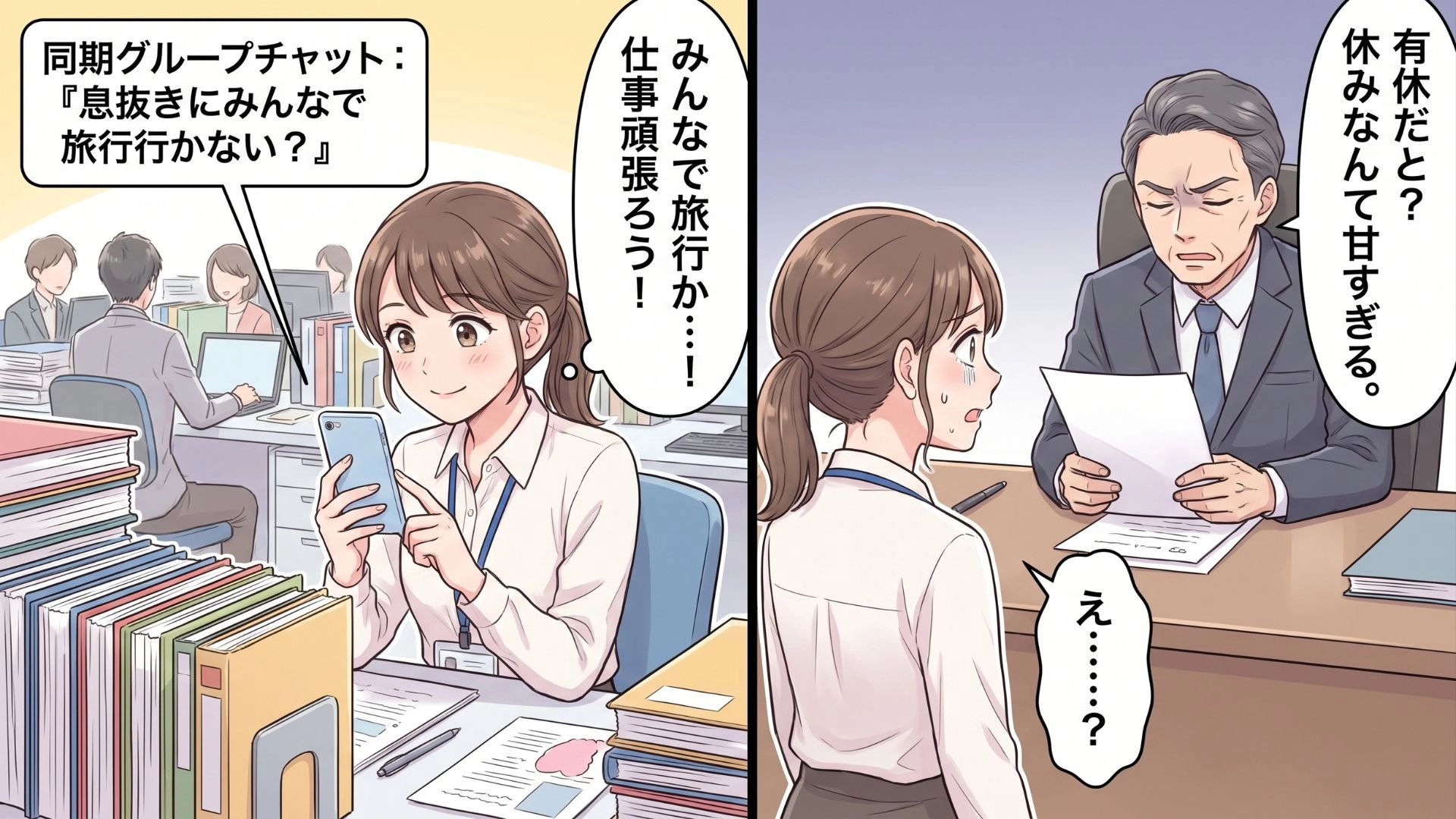【職場】「休みなんて甘すぎる」“有給申請”をしたら、上司から理不尽な発言をされて...すると【まさかの救世主】が！？・前編