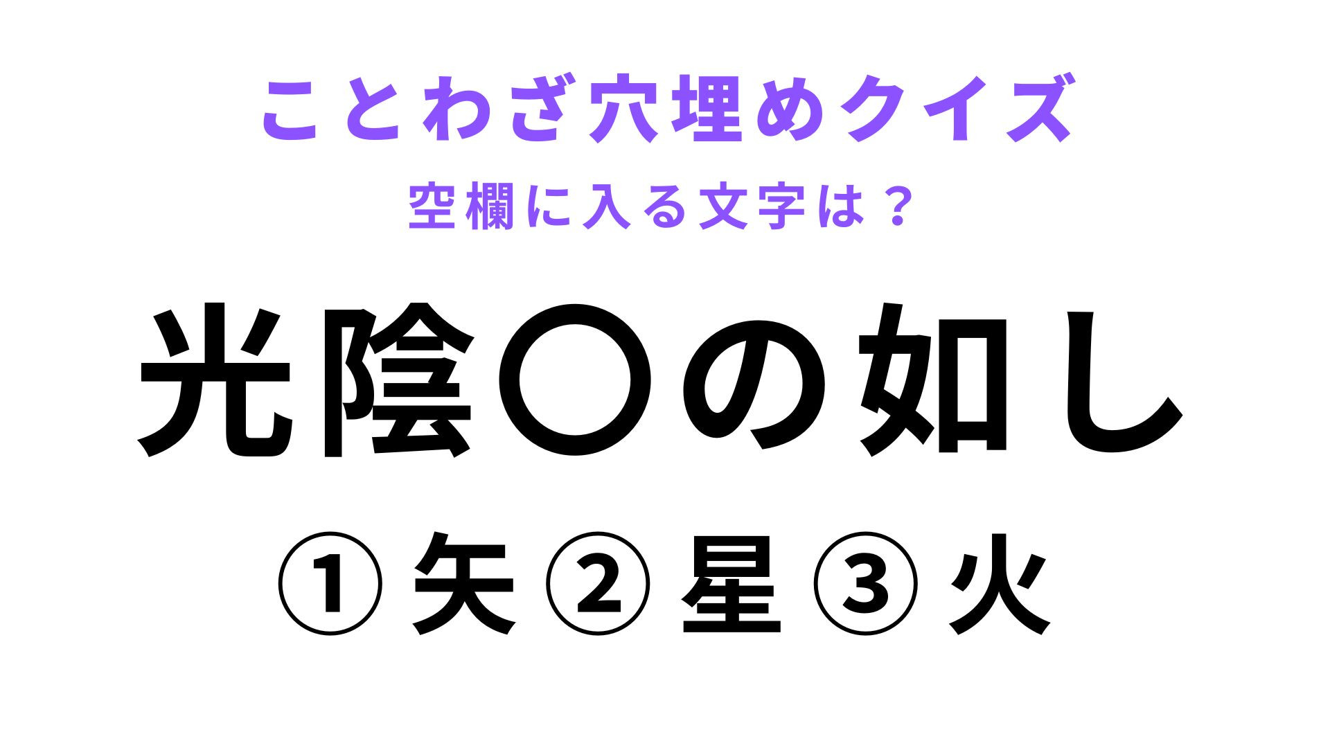 【光陰〇の如し】空欄に文字を入れてことわざを完成させて！
