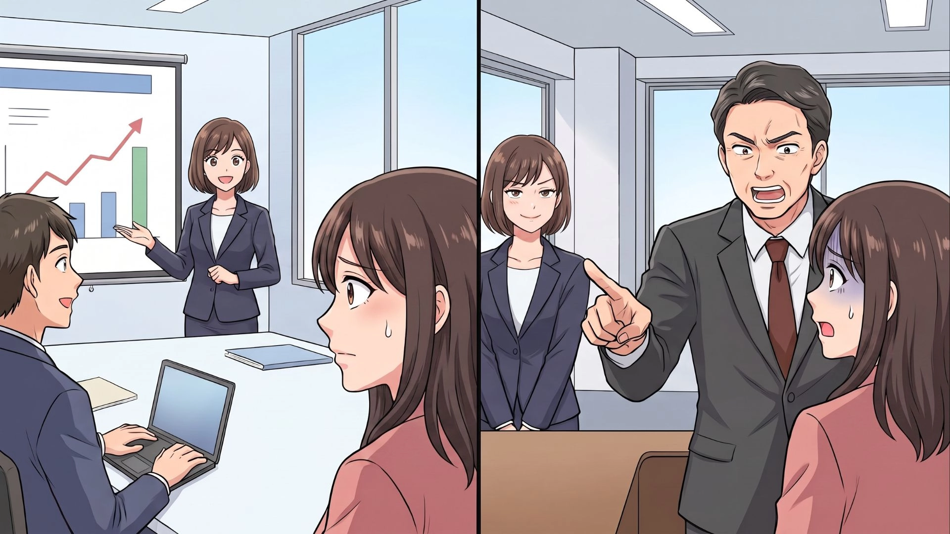 「後輩に嫉妬しているんじゃないか?」【異例のスピード出世】に隠された真実とは...“悪事を企む上司と後輩”を成敗した話。・前編