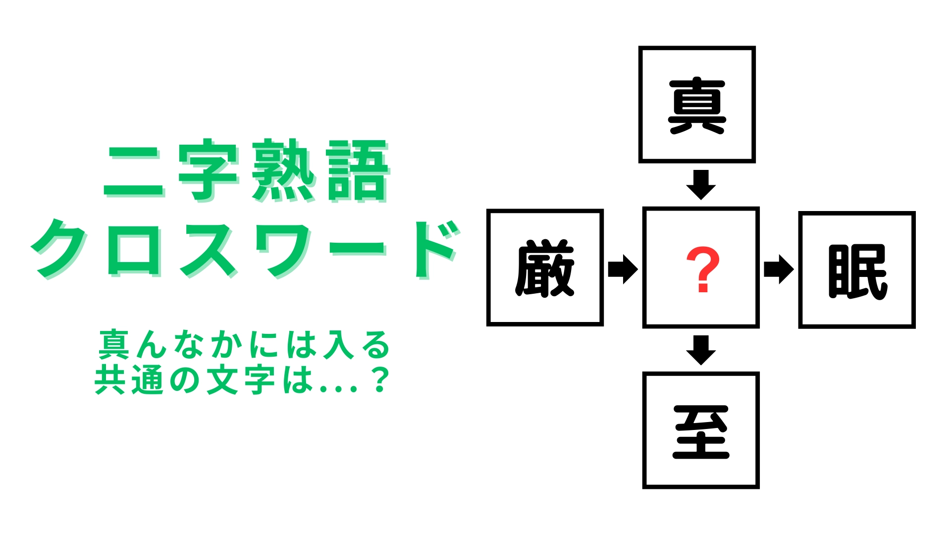 【二字熟語クロスワード】真んなかに入る漢字は？今日のひらめき力を試して！