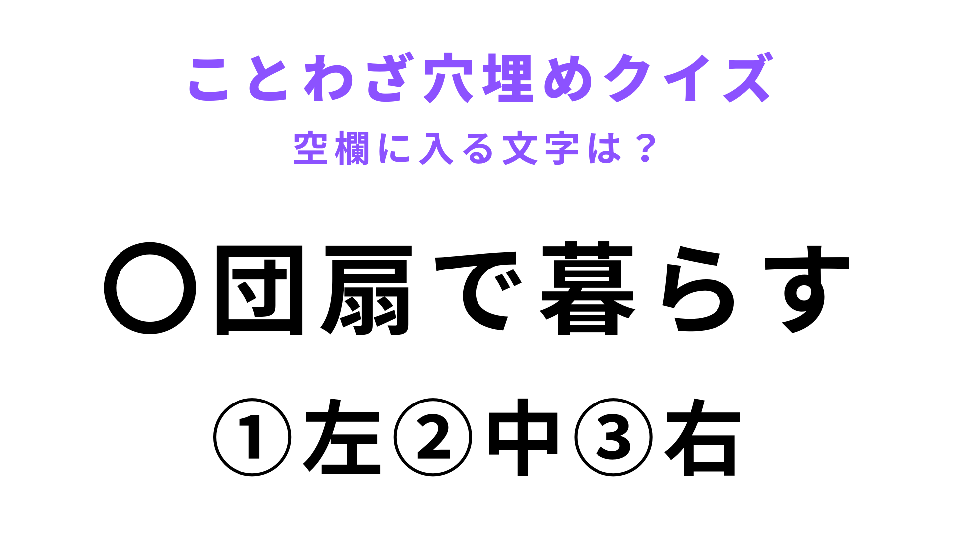 【〇団扇で暮らす】空欄に文字を入れてことわざを完成させて！
