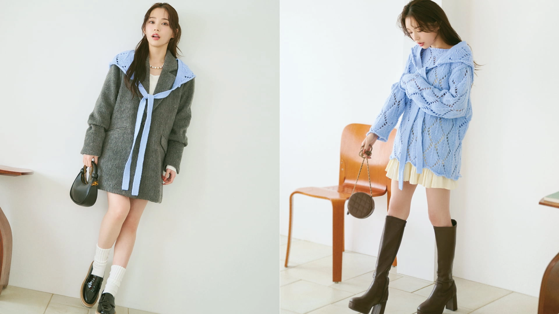 【那須ほほみ】がお手本♡ 透明感がアップする「バブーシュカ&BIGニット」の着回しコーデ