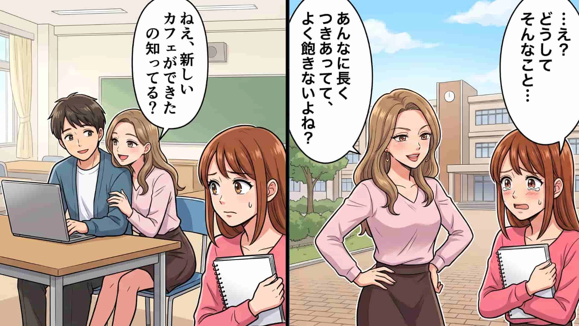 「長くつきあってて、よく飽きないね？」彼氏と距離が近すぎるサークルの先輩。ある日、【まさかの光景】を目にしてしまい...！