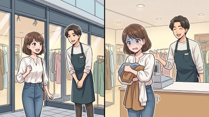 【まさかの危機】アパレルショップで、強引な売り込みに困惑...すると【予想外の救世主】が現れて！