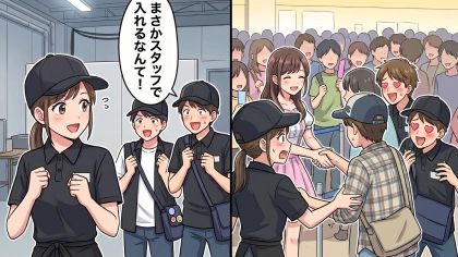 アイドル握手会の【剥がしバイト】で大混乱！？ファン丸出しの同僚が暴走して、まさかの事態に...！・前編