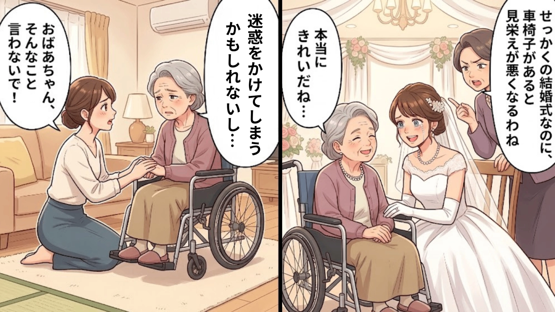 大好きな祖母とむかえた結婚式。叔母のひと言で最悪の空気につつまれたそのとき、【夫が見せた神対応】とは...！？・前編