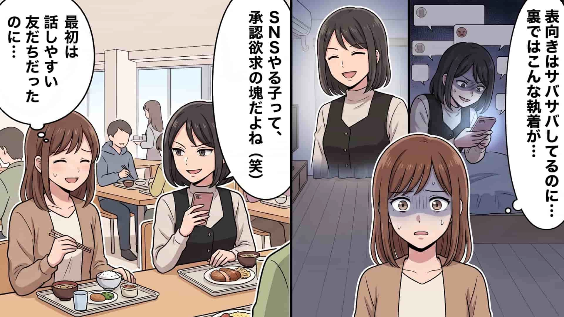 【フレネミー】「SNSなんて承認欲求の塊」大学で意気投合した友人。ある日、SNSの裏アカウントが判明して【予想外の事態】に...！