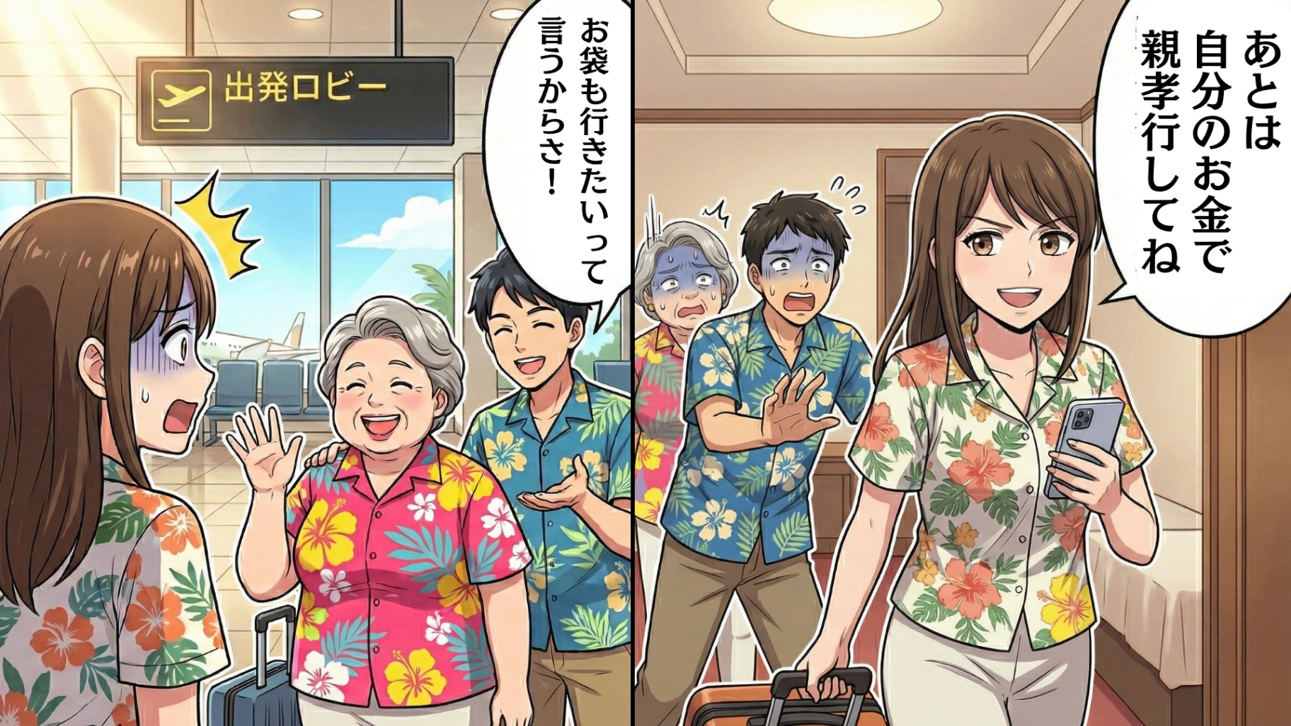 憧れのハワイ新婚旅行に【まさかの義母が同行】！？「親孝行だ」とドヤ顔の夫。ありえない行動の連続で、一生の思い出になるはずの旅行が想像を絶する事態に…！