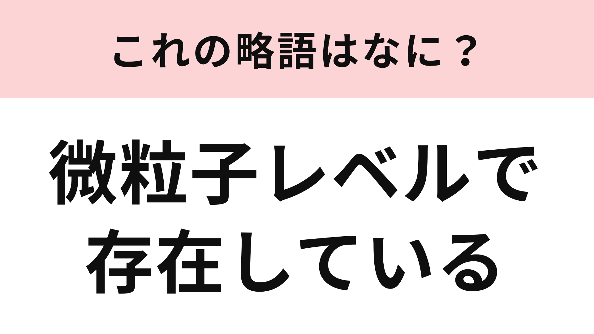 「微粒子レベルで存在している」の略語は?超有名なネットスラング!