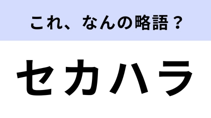 「セカハラ」はなんの略？どこかで聞いたことがある…？