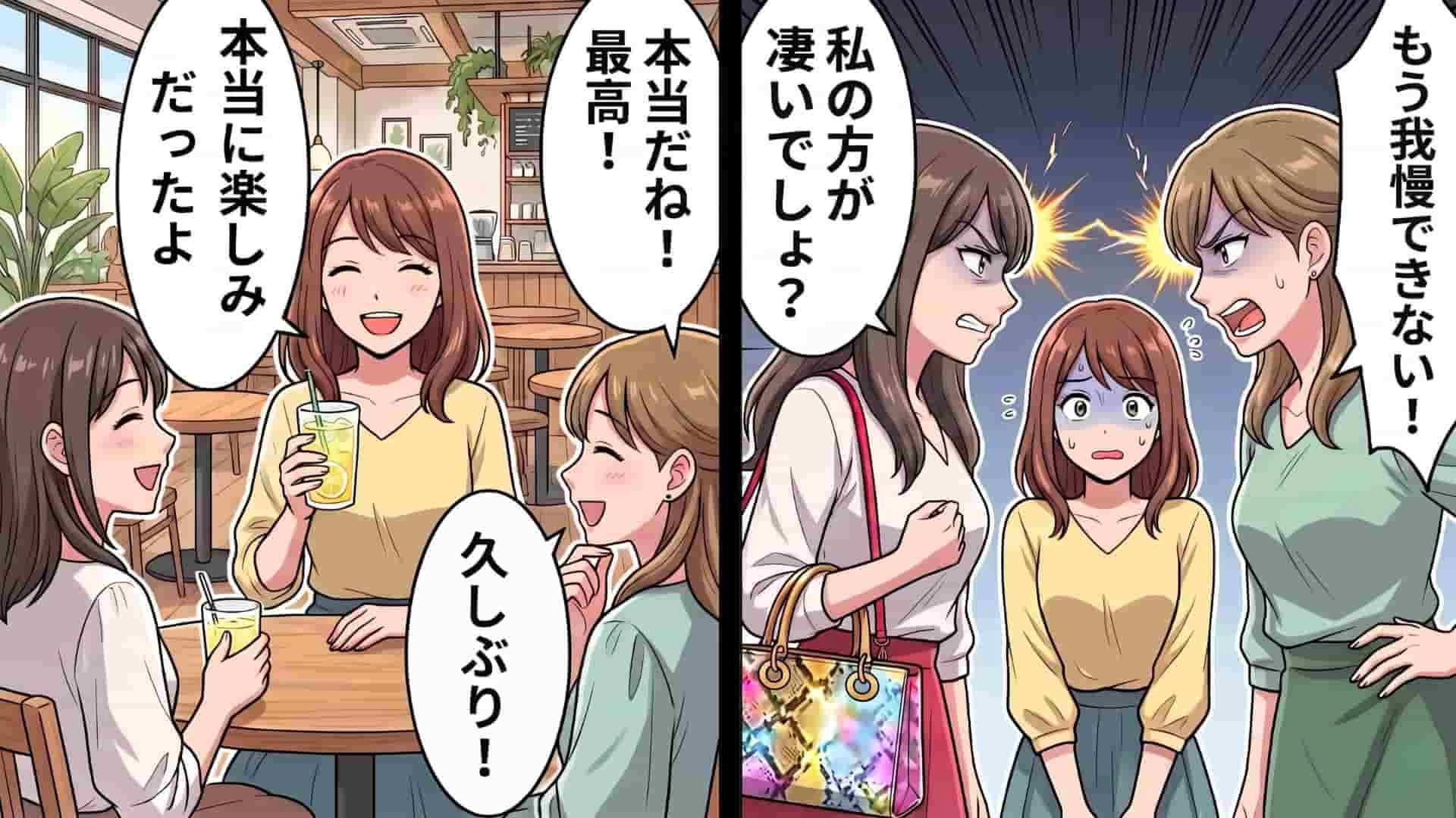 【衝撃体験】友だち同士の“マウント合戦”に板挟み…平和な女子会を一変させた【まさかの出来事】とは！？・前編