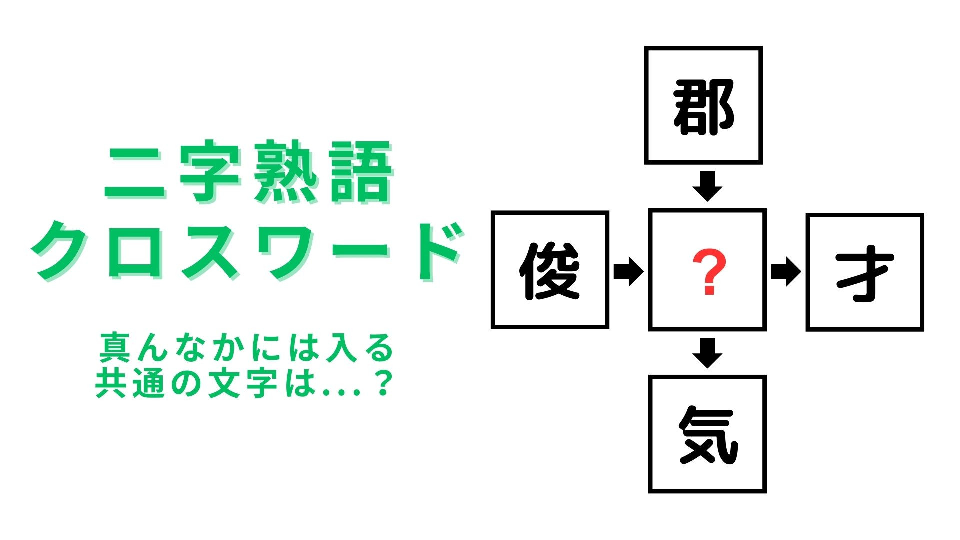 【二字熟語クロスワード】真んなかに入る漢字は？ちょっぴり上級者向けかも...！