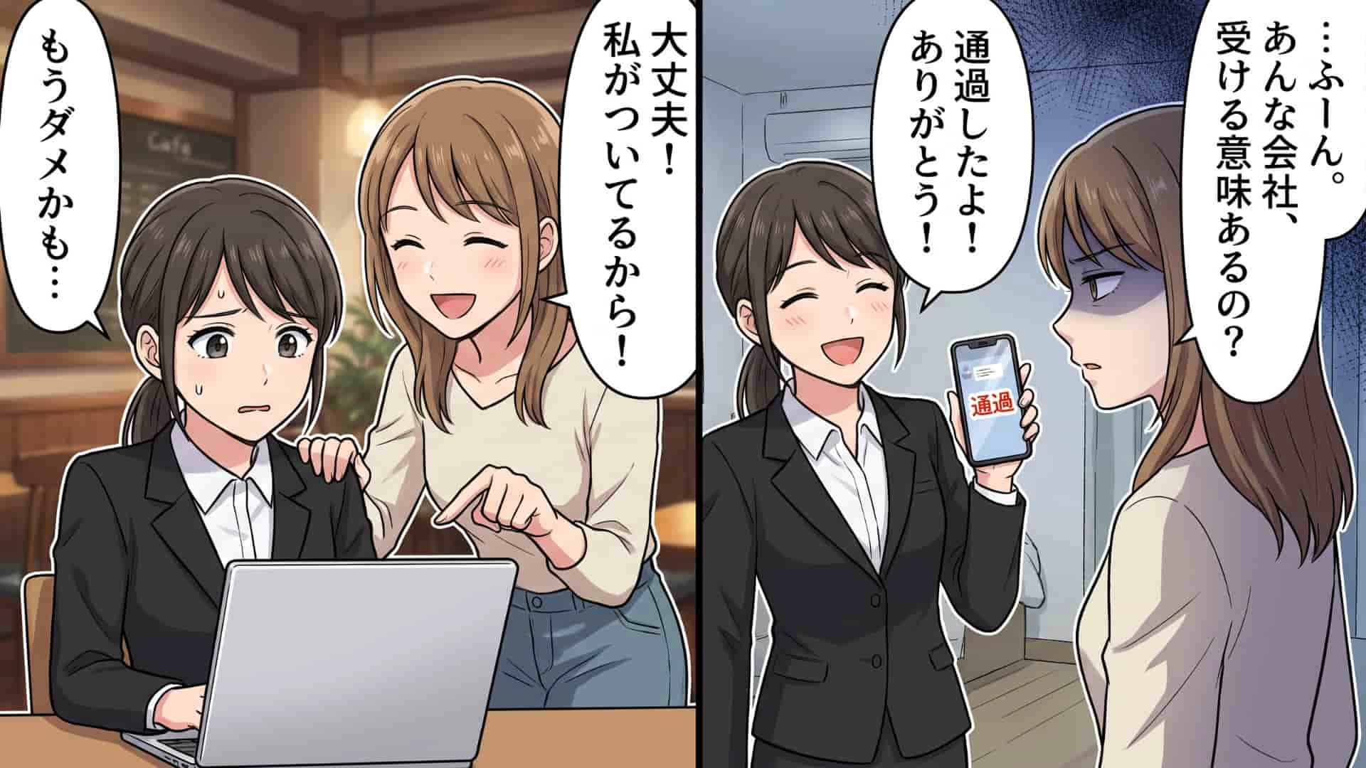 【就活】「あんな会社受ける必要あるの？」親友からの“衝撃的なひと言”で関係崩壊！？面接通過の報告をしたら、【予想外の展開】に…！・前編