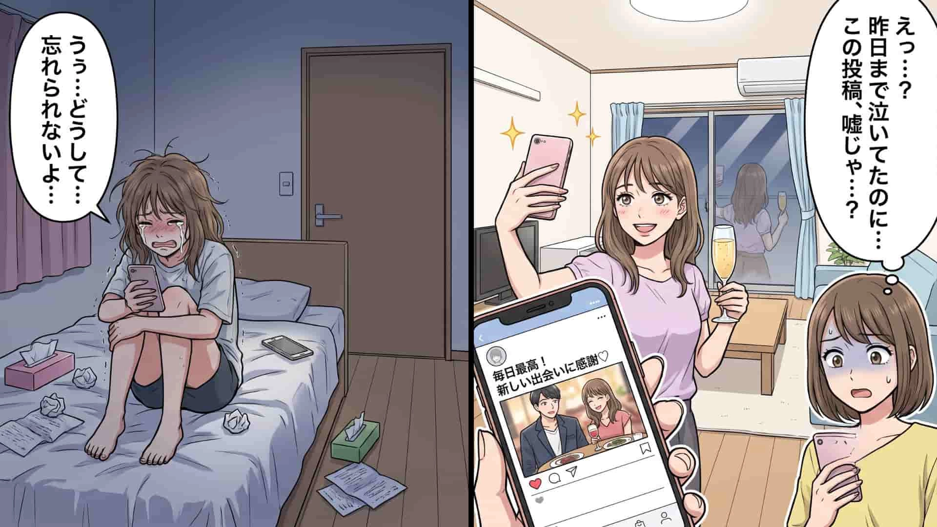 【衝撃の真相】大失恋で泣き続けていた友人が、SNSで大暴走！？『不可解な投稿』の裏に隠されていた切ない真実とは...！・前編