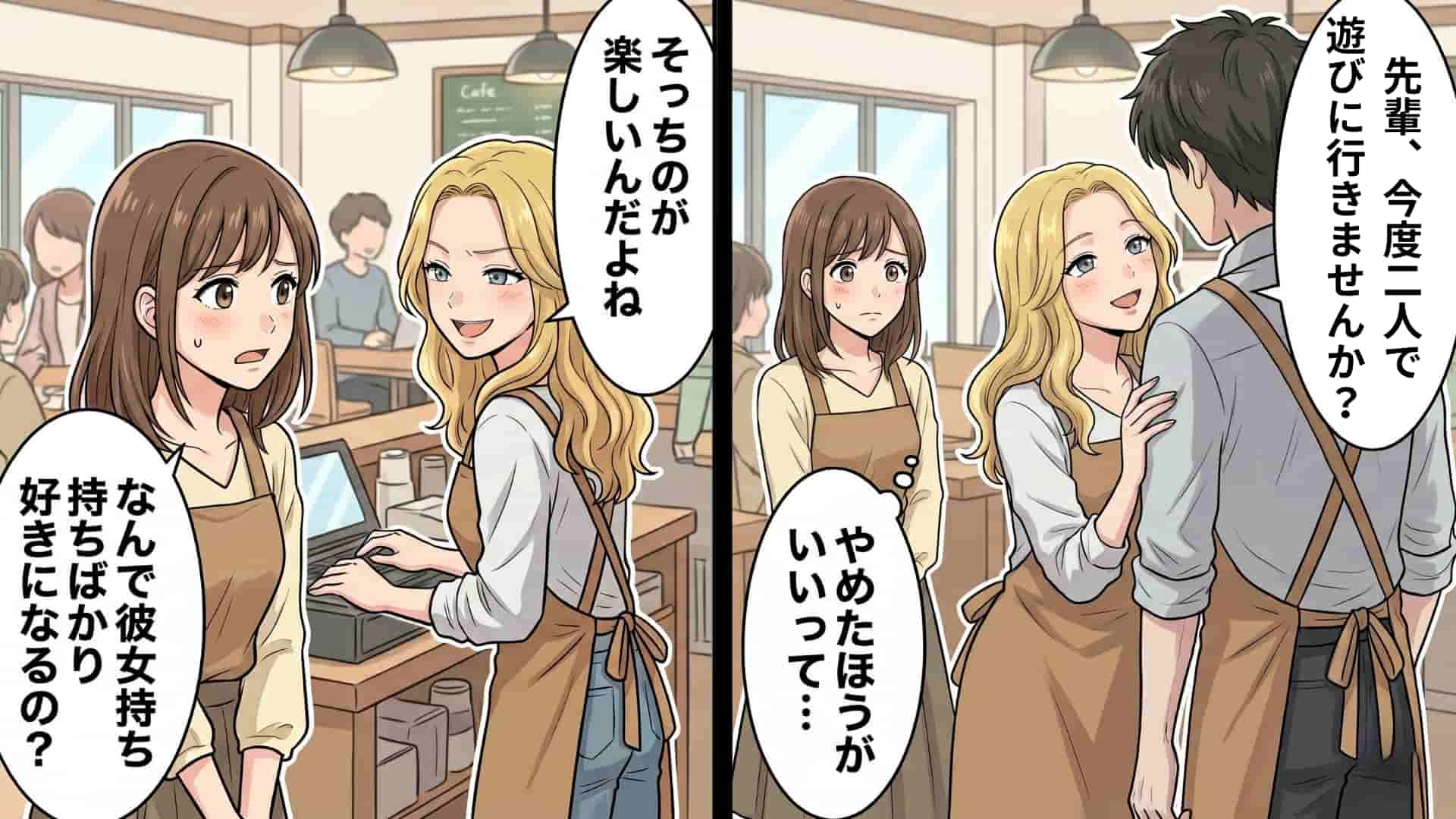 「フリーなら興味ない」恋愛体質な友人の危険な趣味。先輩を巻き込み、バイト中をざわつかせた【衝撃展開】とは...！？・前編