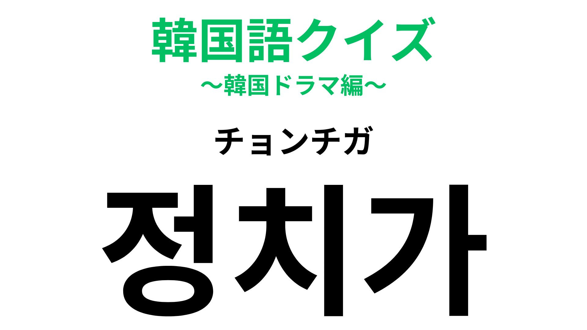 「정치가（チョンチガ）」の意味は？大きなスケールの問題を扱うお仕事！