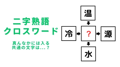 【二字熟語クロスワード】真んなかに入る漢字は？知ってるはずなのに出てこない...！