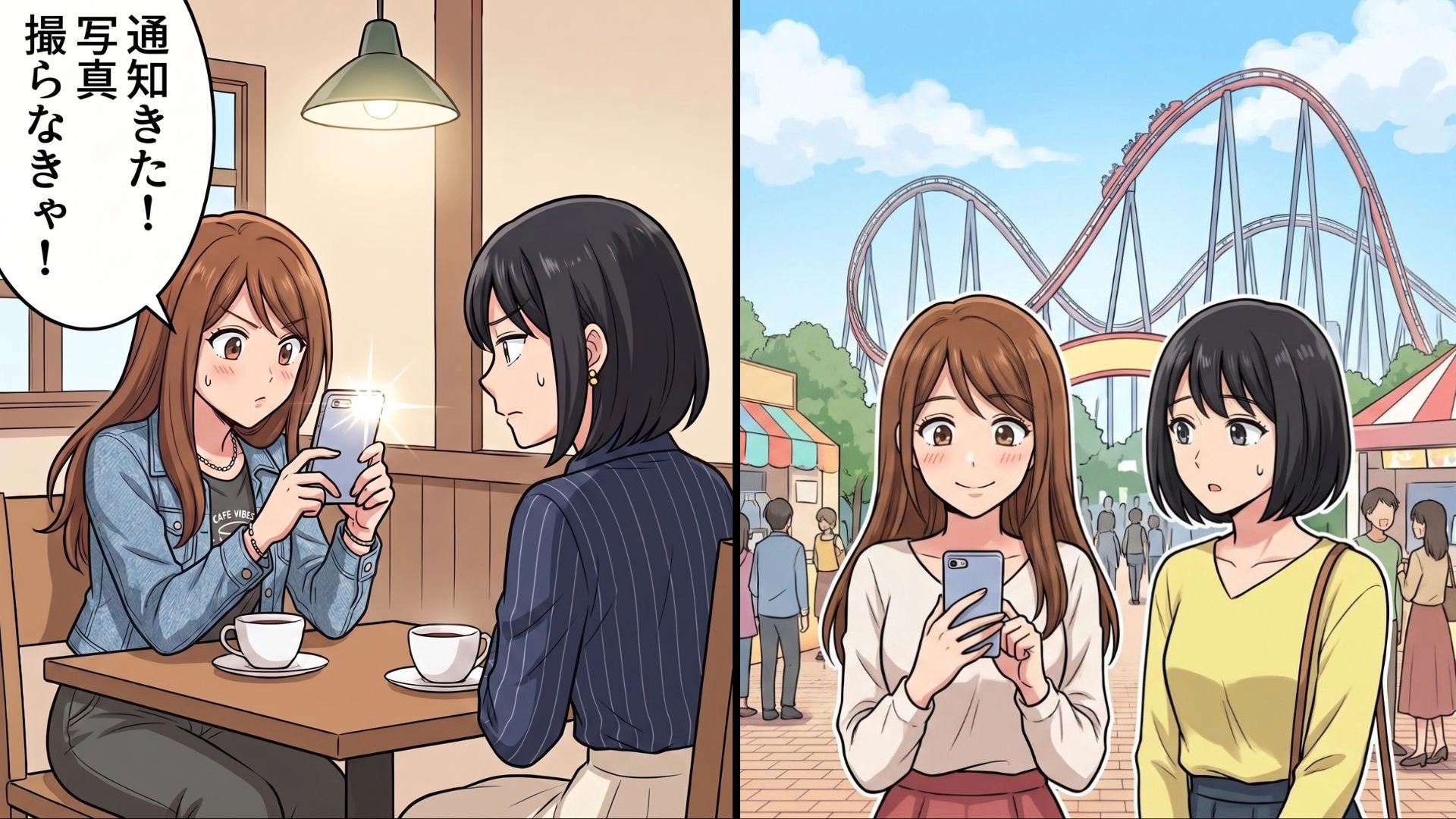 【実体験】流行りの写真アプリに夢中な友人。遊園地へ行くと、【とんでもない大事件】が...！？・前編