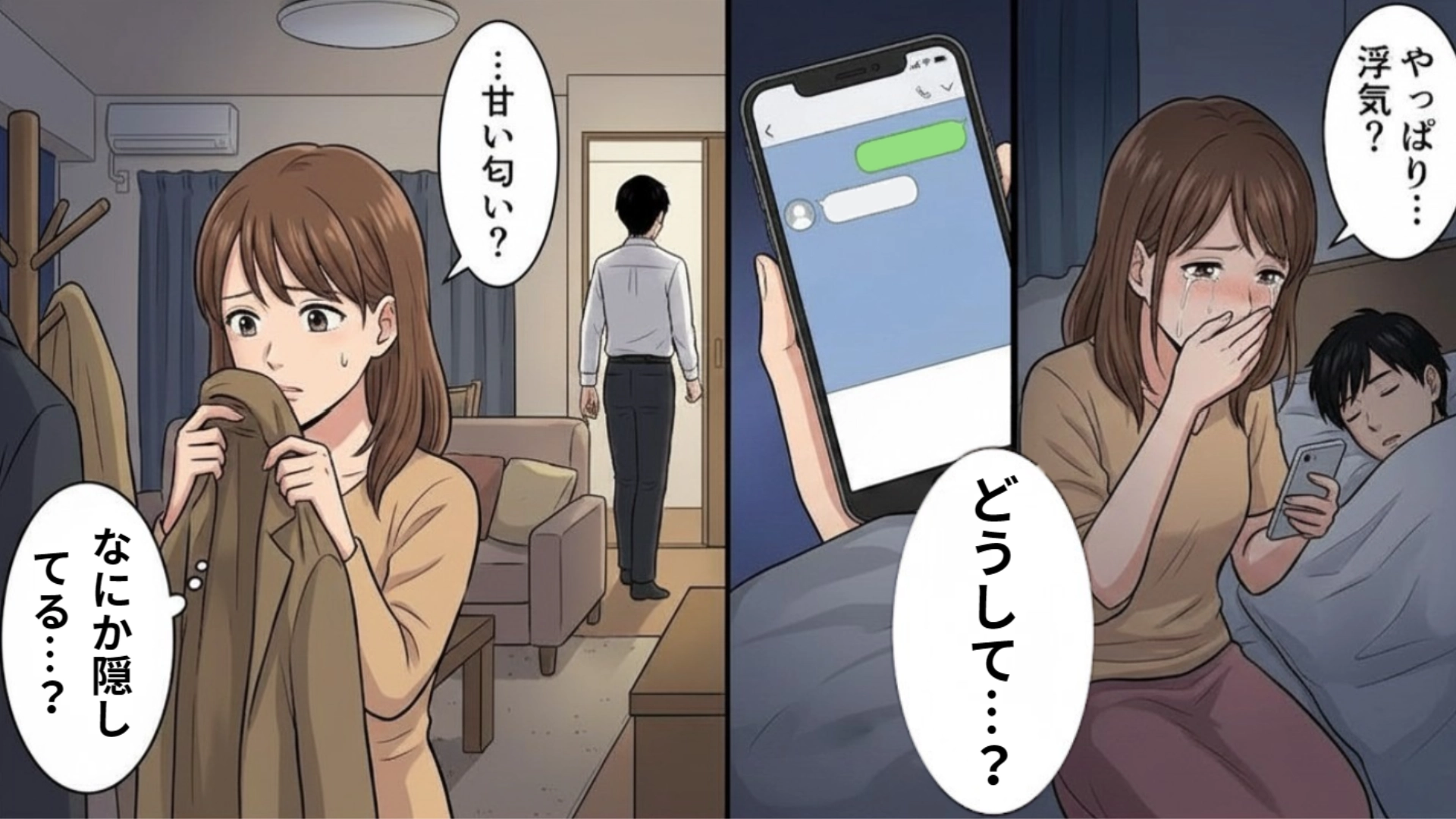 「なにか隠してる...？」彼のジャケットから甘い香水の匂い。激怒する主人公に【予想外の展開】が...！？・前編