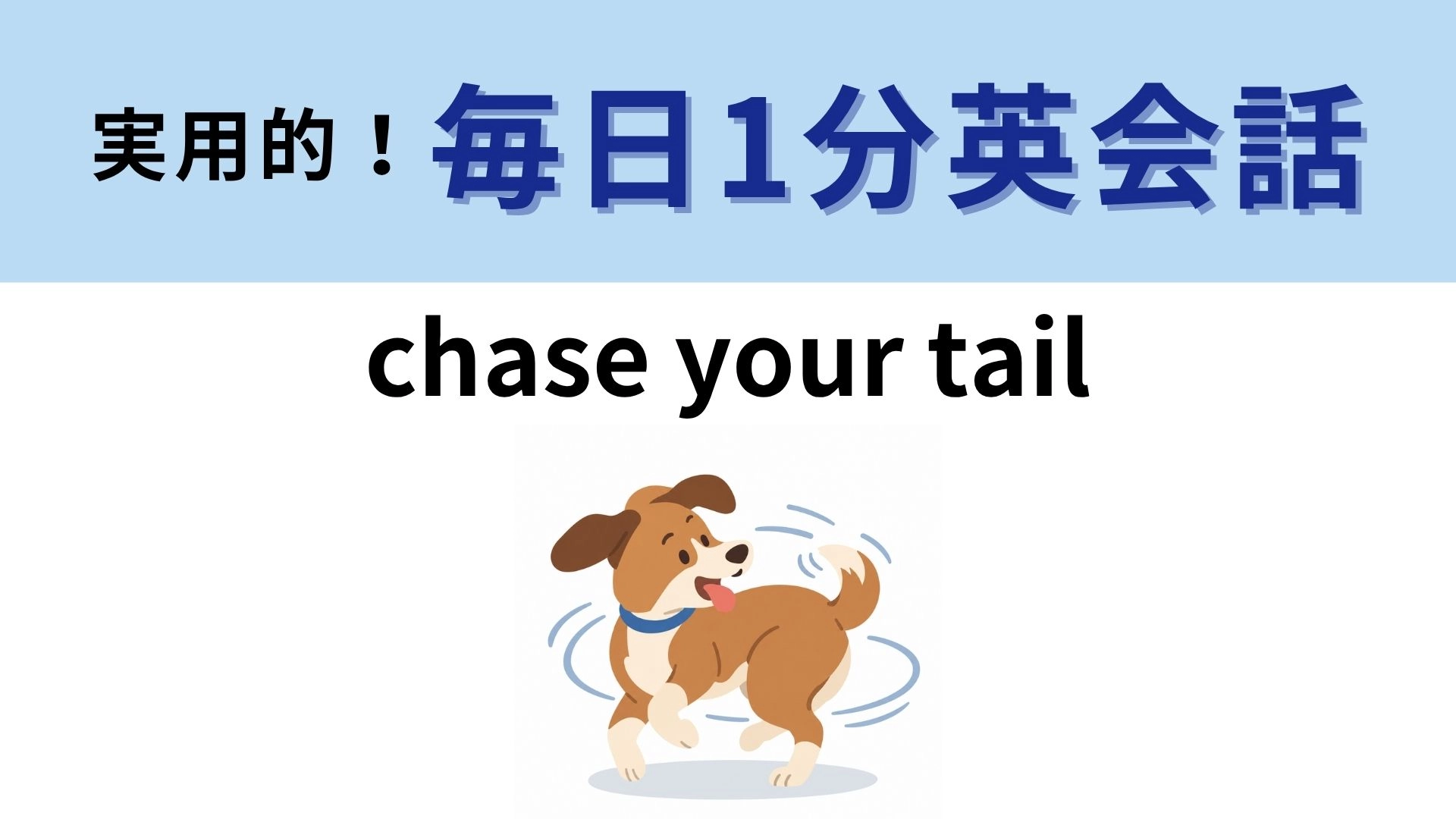 「chase your tail」の意味は？自分のしっぽを追いかける？【1分英会話】