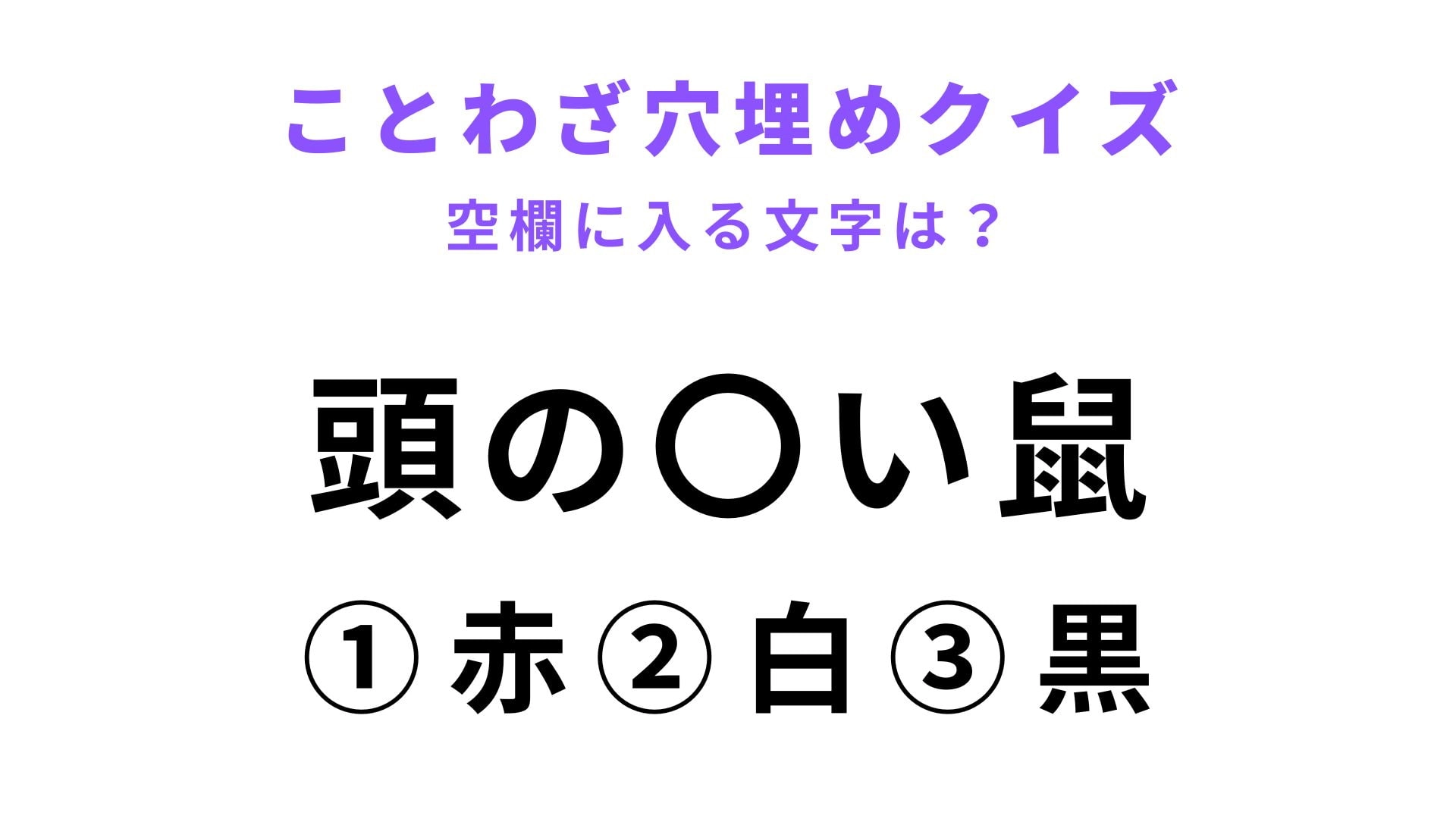 【頭の〇い鼠】空欄に文字を入れてことわざを完成させて!