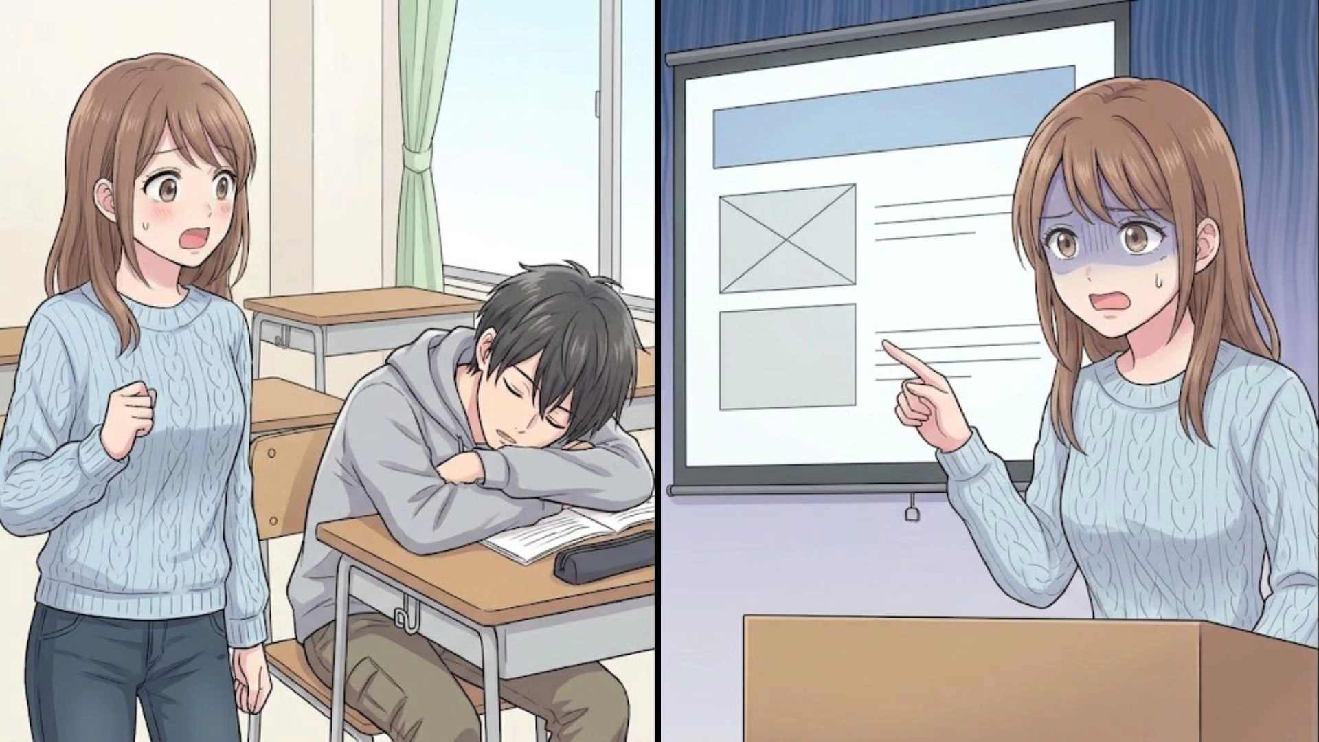 【大学】「よりによって、どうしてこの人なの?」絶対に失敗できないプレゼン。やる気ゼロの男子とペアになり、本番で【まさかのアクシデント】が...!