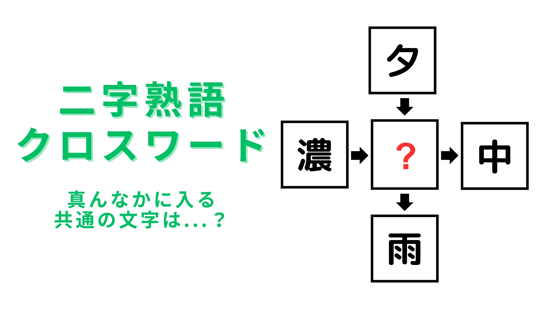 【二字熟語クロスワード】真んなかに入る漢字は？わからなかったら答えをチェック！
