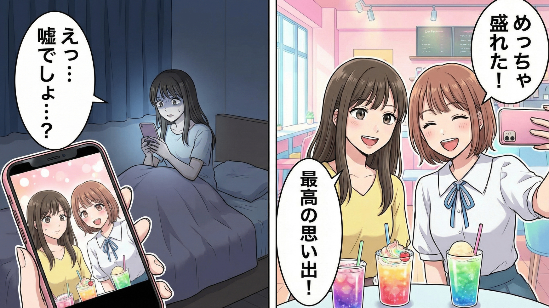 【最後にスカッと！】親友のSNSを見て絶句…“私だけ無加工”の写真を載せた“ありえない言い分”にドン引き！・前編