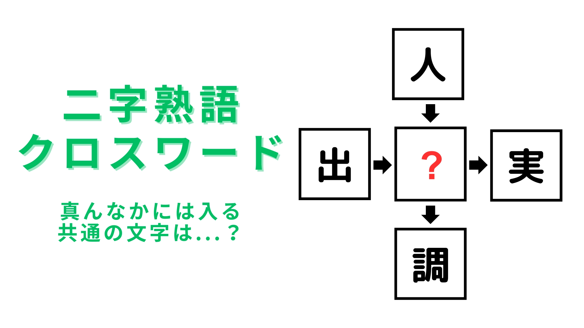【二字熟語クロスワード】真んなかに入る漢字は?気軽に脳トレ!