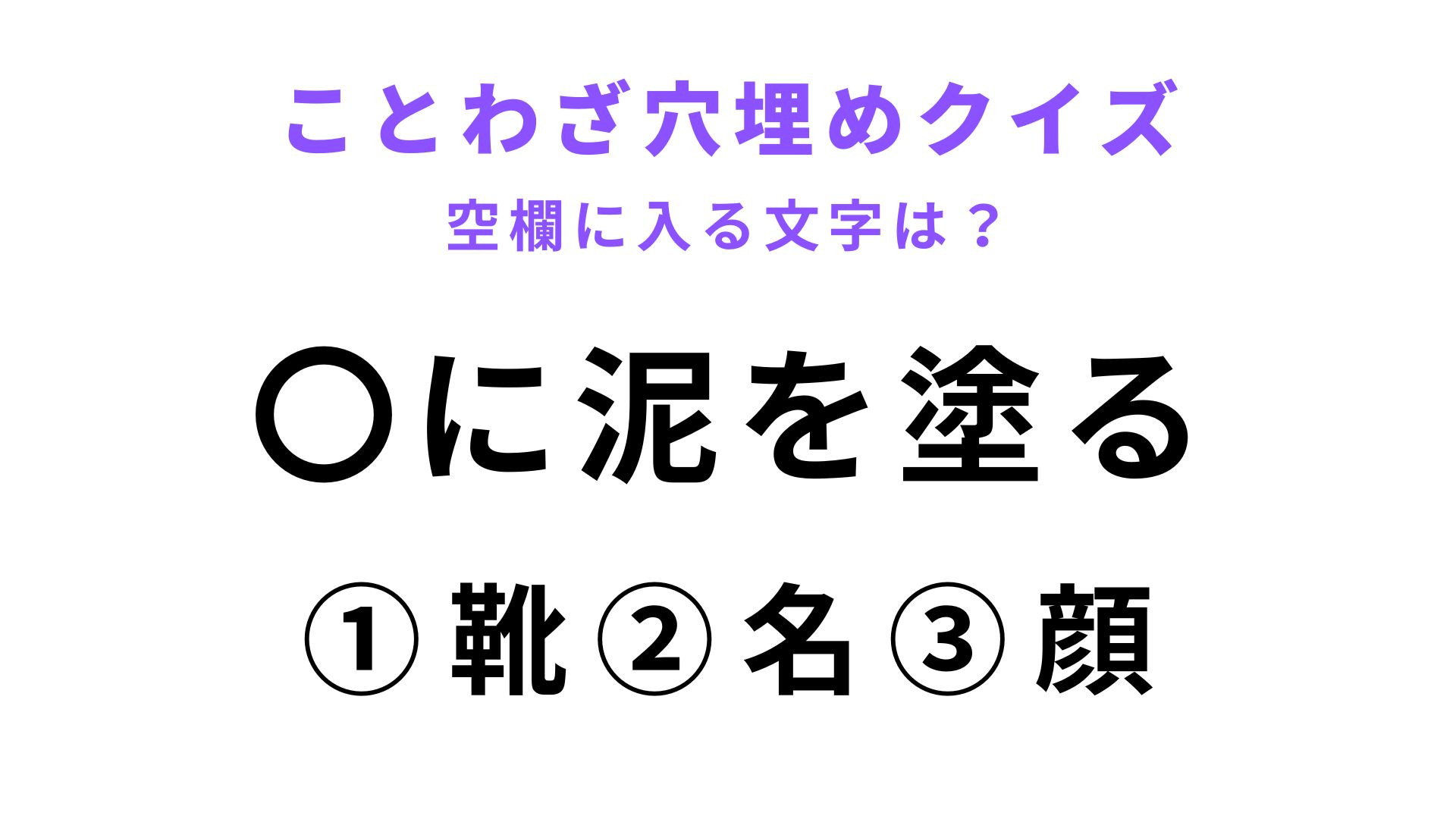 【〇に泥を塗る】空欄に文字を入れてことわざを完成させて！