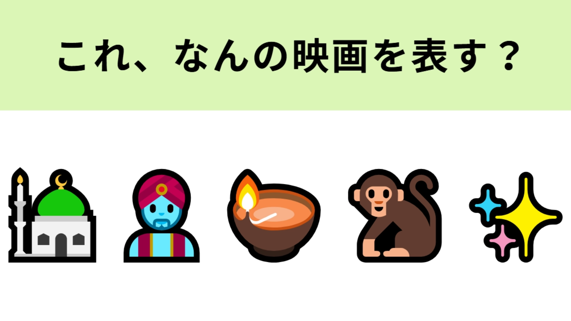 この絵文字が表す映画は？ランプの魔人や宮殿といえば...！
