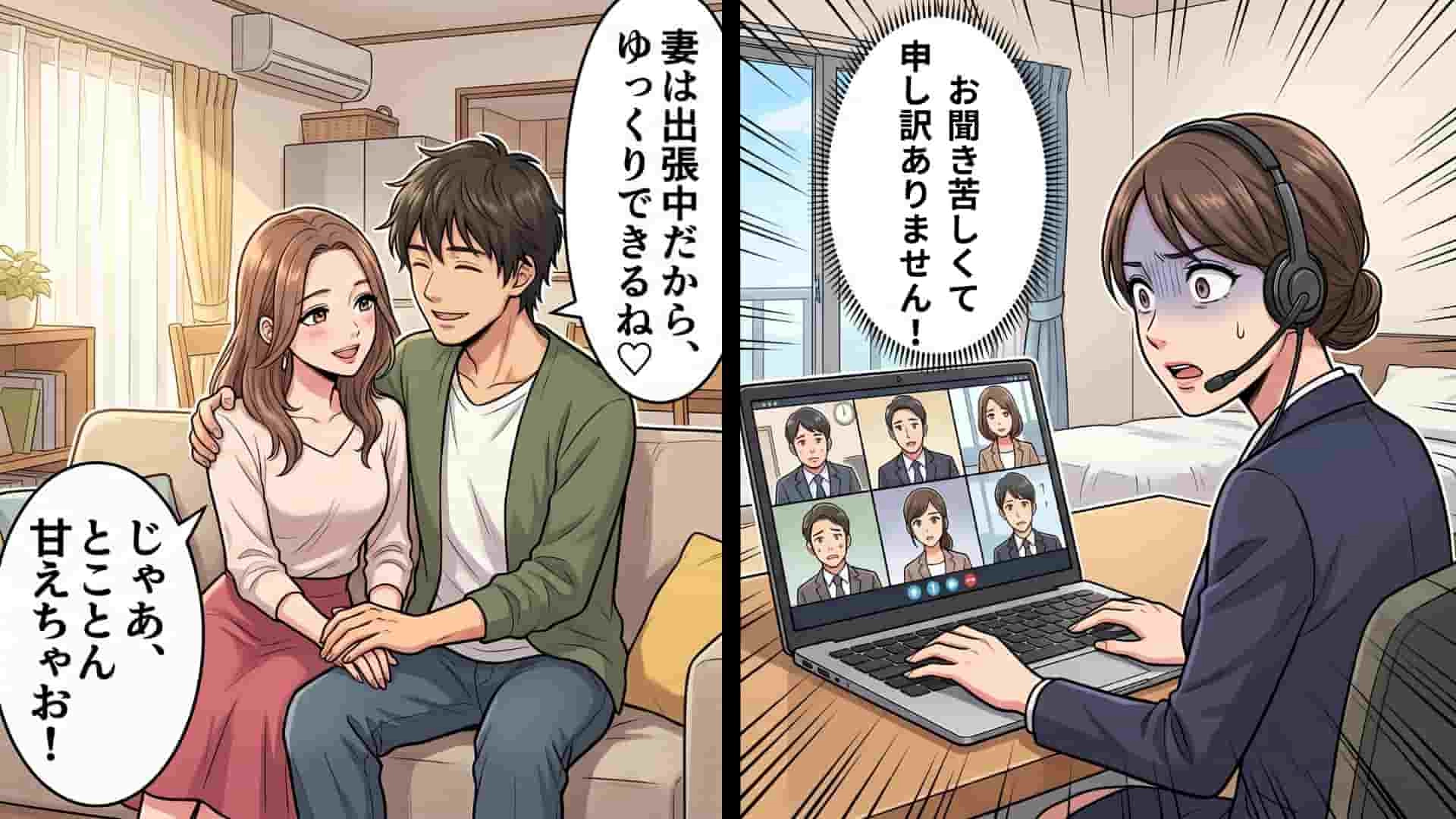 出張中の妻の留守を狙い、平日の自宅でやりたい放題！？しかし、その裏では【信じられない事態】が進行中で...！・前編