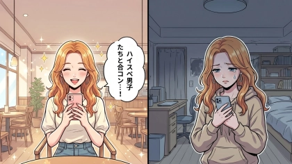 「合格で！」友人から誘われた“ハイスぺ男子との合コン”。グループチャットに参加すると【最悪なルール】が判明...！