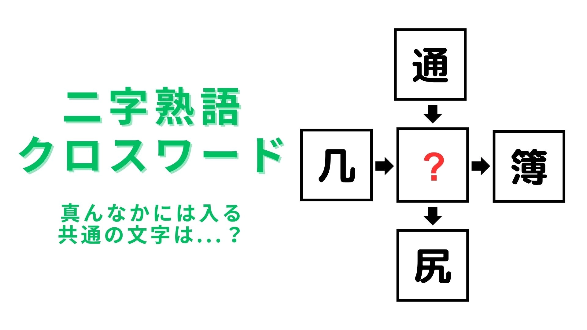 【二字熟語クロスワード】真ん中に入る漢字は？粘ればわかるはず！