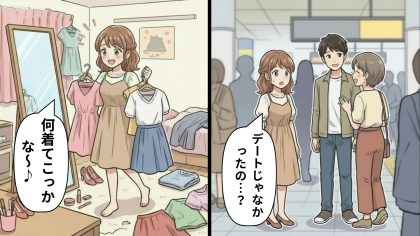 【衝撃展開】彼と初デート♡ しかし、待ちあわせ場所に行くと【予想外の事態】に！