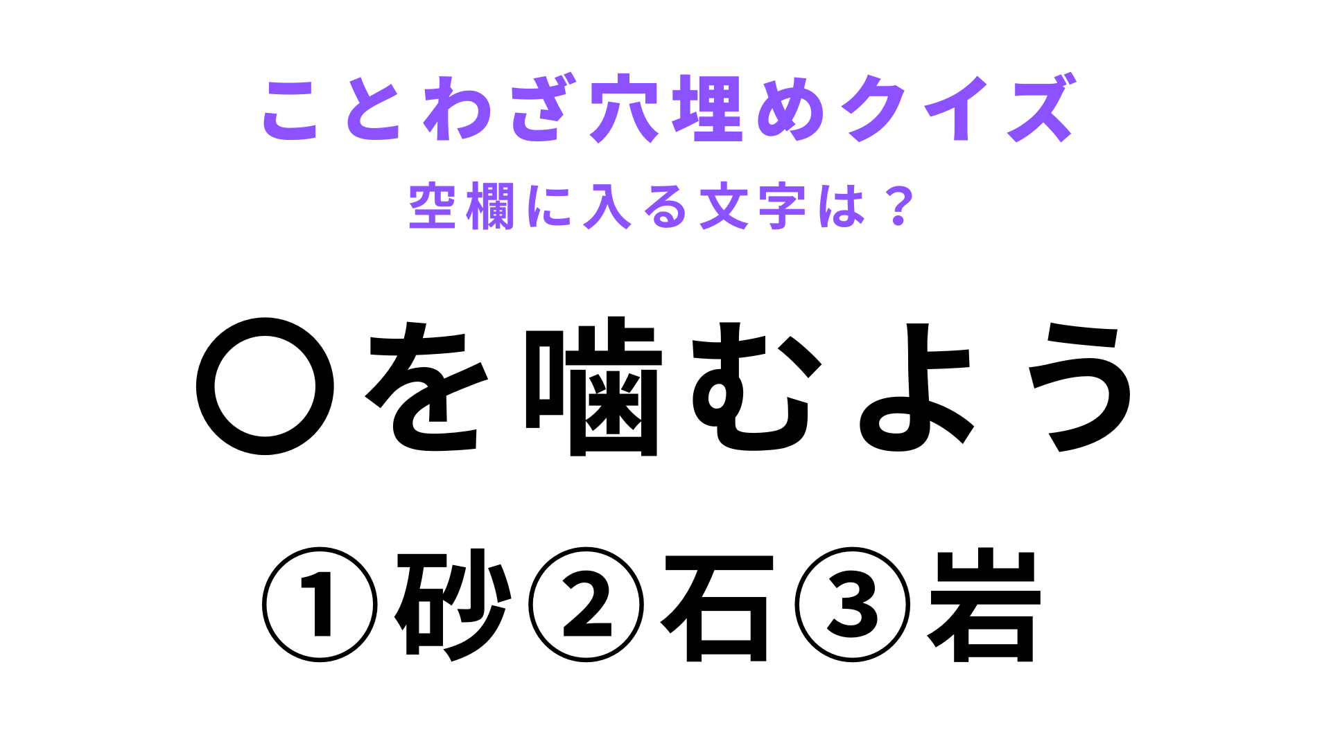 【〇を噛むよう】空欄に文字を入れてことわざを完成させて！