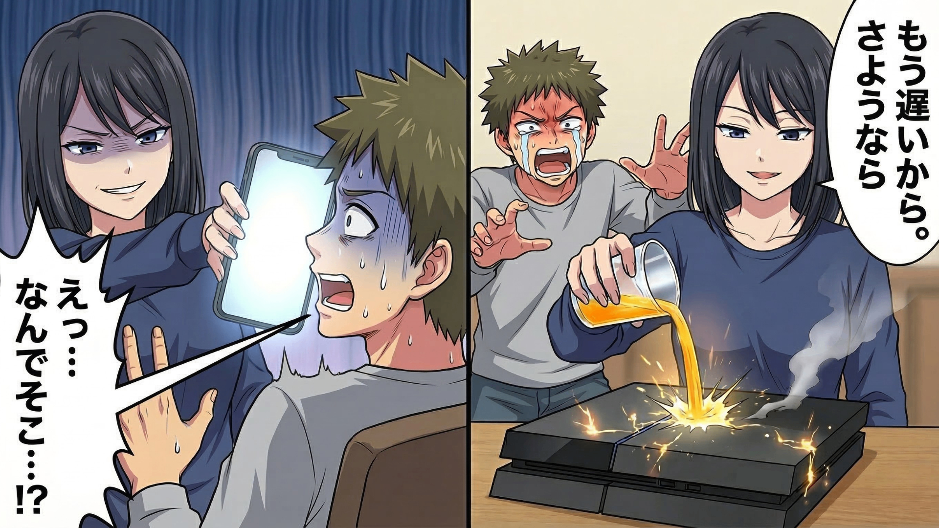 【後編】自信満々に「スマホを見ろ！」と逆ギレして叩きつけた彼氏。メッセージ履歴が空っぽなことに勝ち誇る彼に対し、主人公はメッセージアプリを無視！？そして【予想外の場所】を開いた瞬間、彼の顔面は蒼白に！