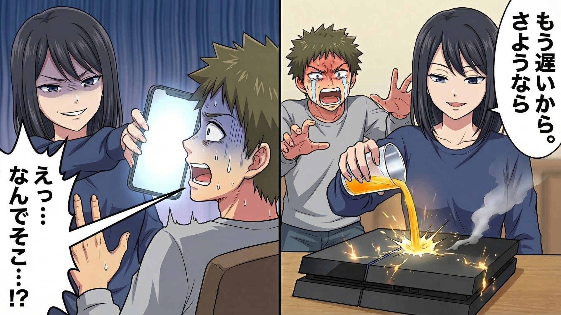 【後編】自信満々に「スマホを見ろ！」と逆ギレして叩きつけた彼氏。メッセージ履歴が空っぽなことに勝ち誇る彼に対し、主人公はメッセージアプリを無視！？そして【予想外の場所】を開いた瞬間、彼の顔面は蒼白に！