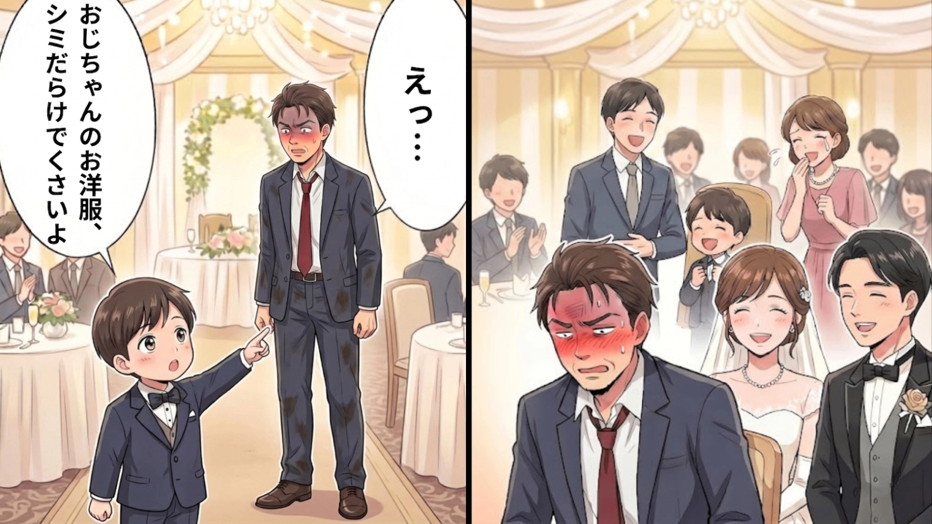 【後編】【最後にスカッと！】「もっと稼ぐ男と結婚すればよかったのに」結婚式で上司がまさかの暴言。すると次の瞬間、【予想外の救世主】が現れて...！？